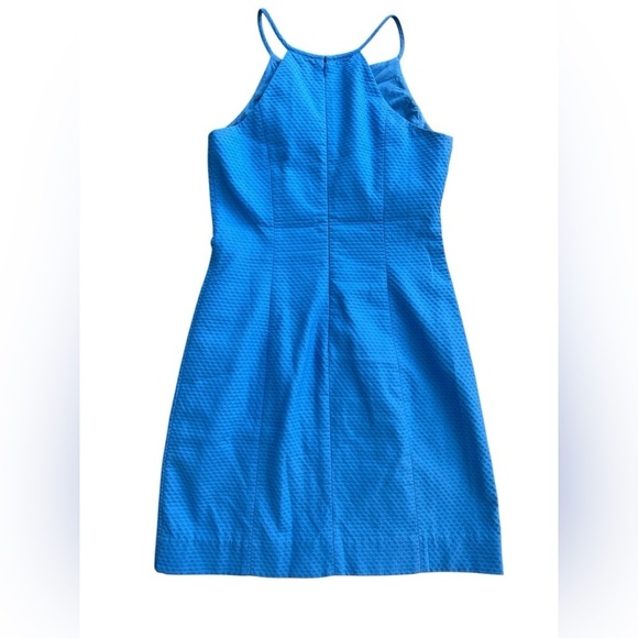 Lilly Pulitzer Pearl Lapis Blue Gold Lace Pique Shift Dress Rare - Picture 4 of 4